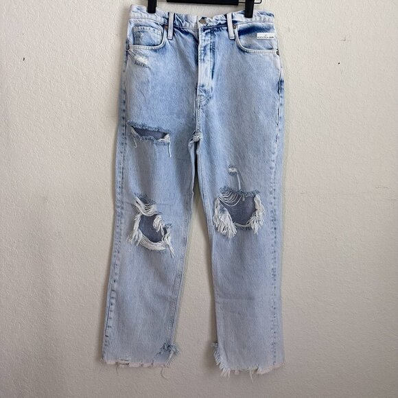 FREE PEOPLE Tapered Baggy Boyfriend Distressed Straight Leg Jeans NWOT Size 28 - Picture 2 of 7